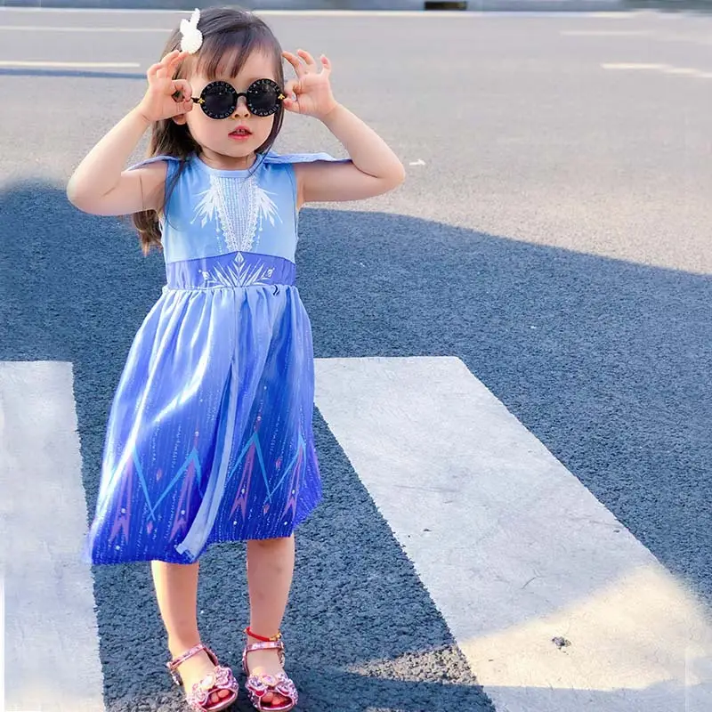Elsa Princess Skirt Dress Blue Spring Summer Girls - Image 5
