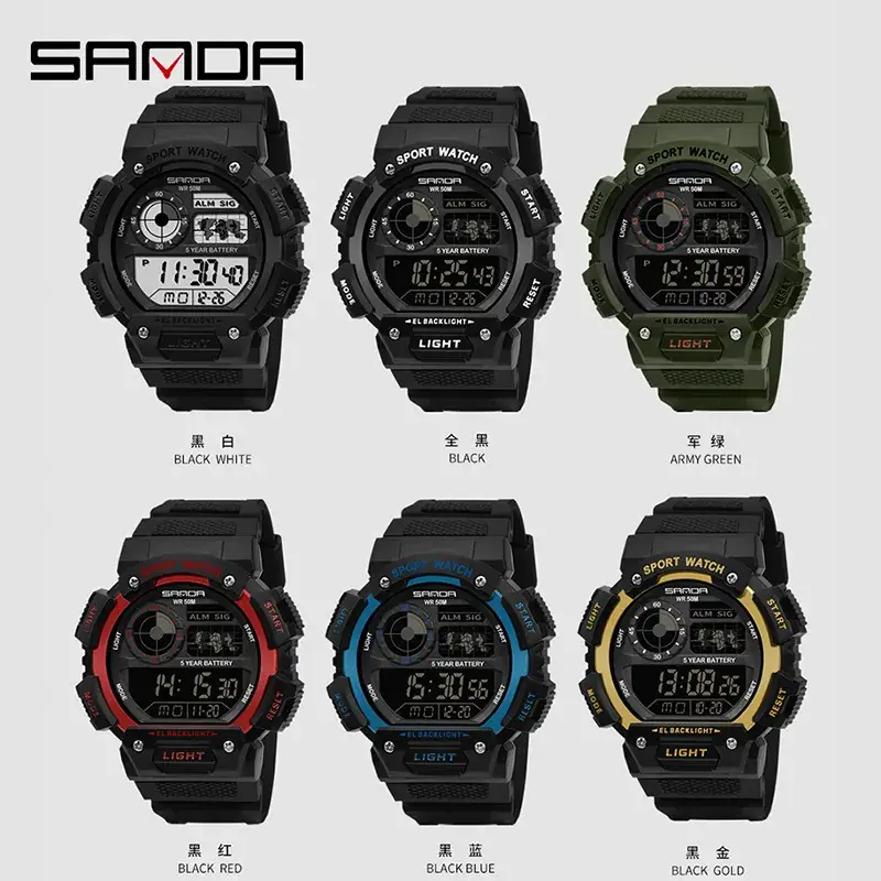 Sanda Men's Multi-Function Electronic Watch Waterproof Shockproof - Image 10