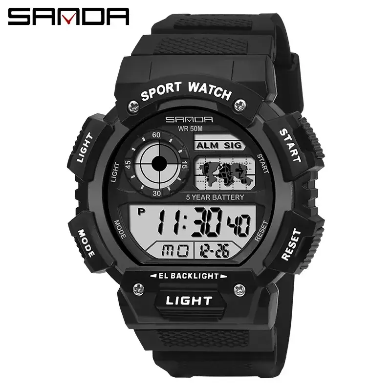 Sanda Men's Multi-Function Electronic Watch Waterproof Shockproof - Image 2