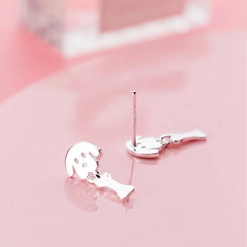 Korean Style Cute Brushed Dog Bone Earrings for Women