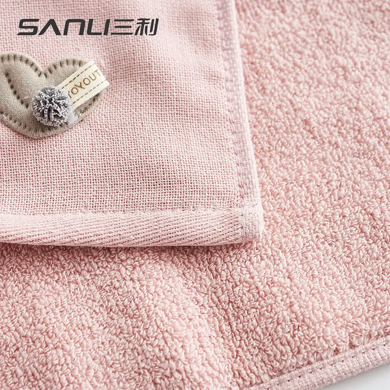 Sanli Pure Cotton Kids Face Towel Pink Patch Embroidered - Image 8
