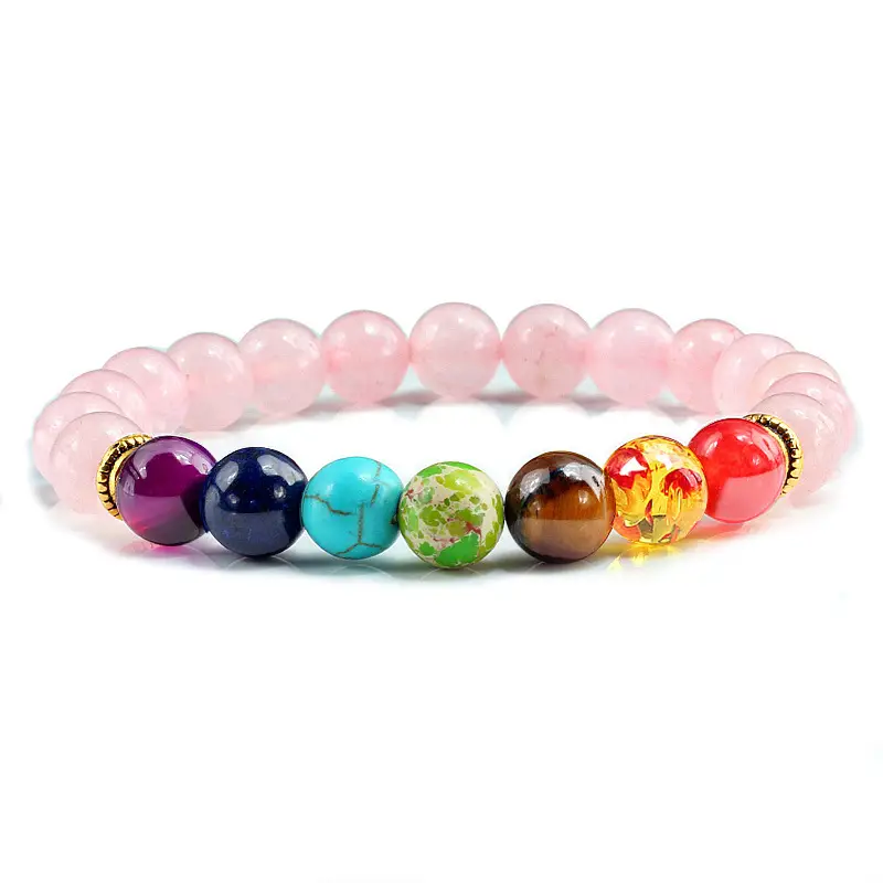 Multi-Layered Rose Quartz Beaded Bracelet with Frosted Stones
