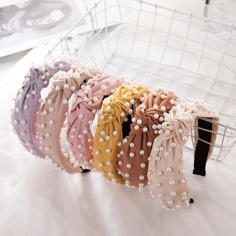 Korean Nail Pearl Headbands Black Red Pink - Image 12
