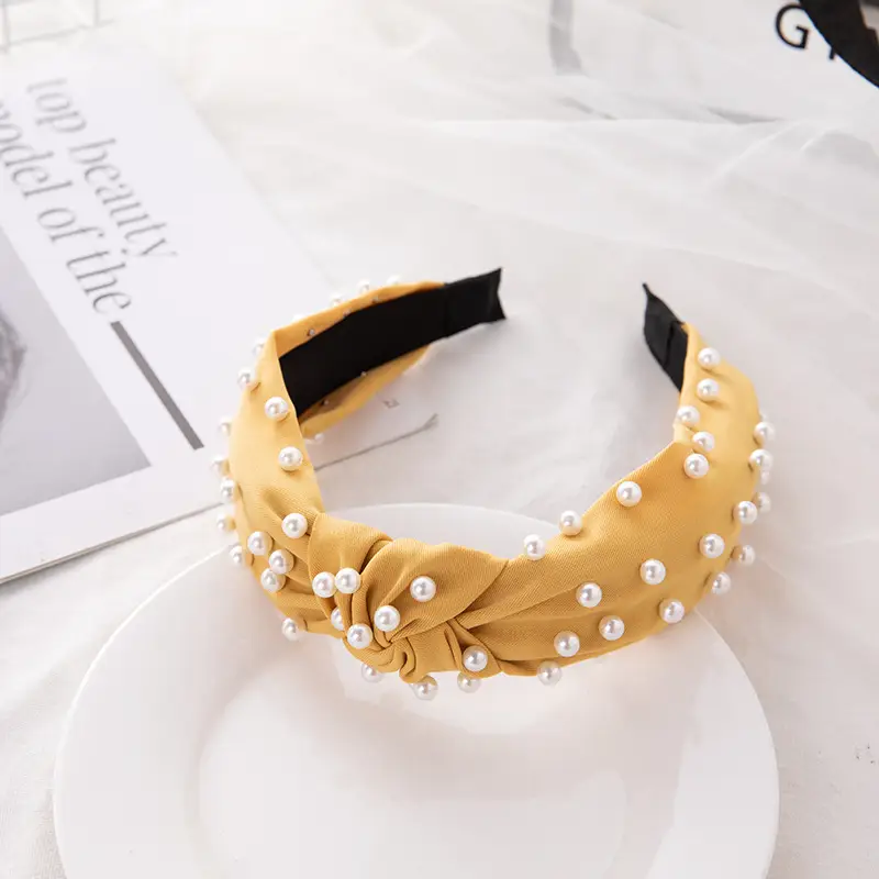 Korean Nail Pearl Headbands Black Red Pink - Image 11