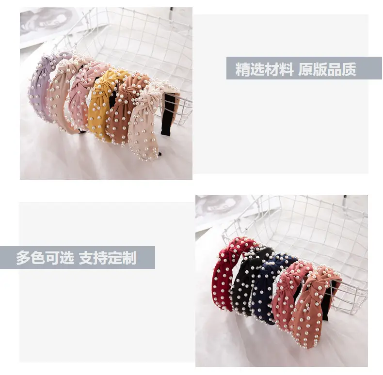 Korean Nail Pearl Headbands Black Red Pink — feature 12