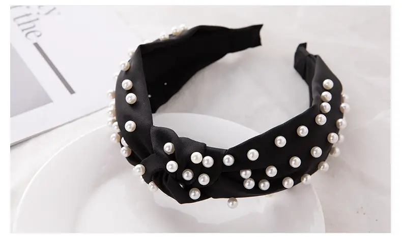 Korean Nail Pearl Headbands Black Red Pink — feature 15