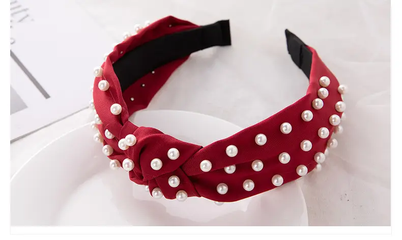 Korean Nail Pearl Headbands Black Red Pink — feature 17