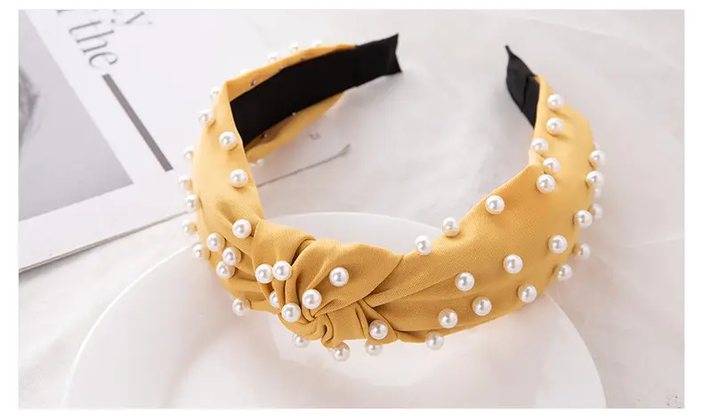 Korean Nail Pearl Headbands Black Red Pink — feature 20