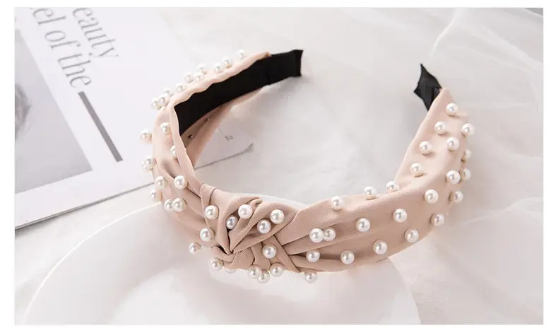 Korean Nail Pearl Headbands Black Red Pink — feature 22