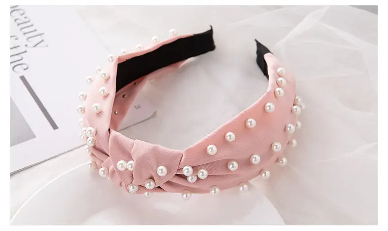 Korean Nail Pearl Headbands Black Red Pink — feature 23