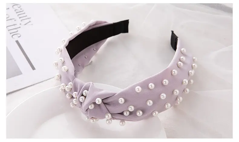 Korean Nail Pearl Headbands Black Red Pink — feature 24