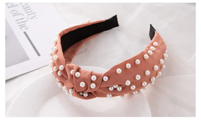 Korean Nail Pearl Headbands Black Red Pink — feature 25