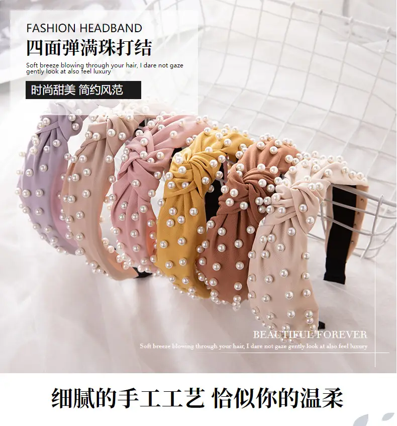 Korean Nail Pearl Headbands Black Red Pink — feature 7