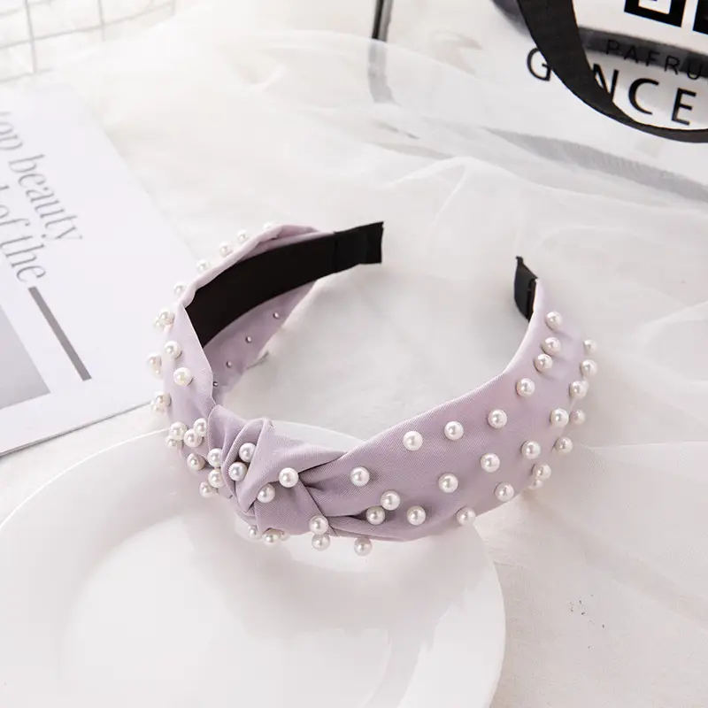Korean Nail Pearl Headbands Black Red Pink - Image 5