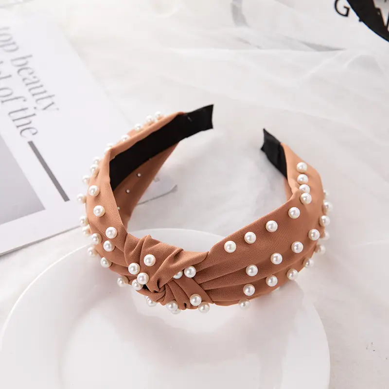 Korean Nail Pearl Headbands Black Red Pink - Image 7