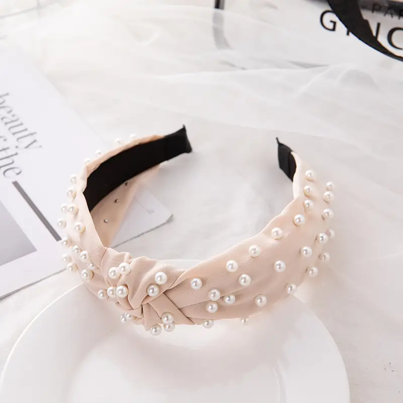 Korean Nail Pearl Headbands Black Red Pink - Image 9