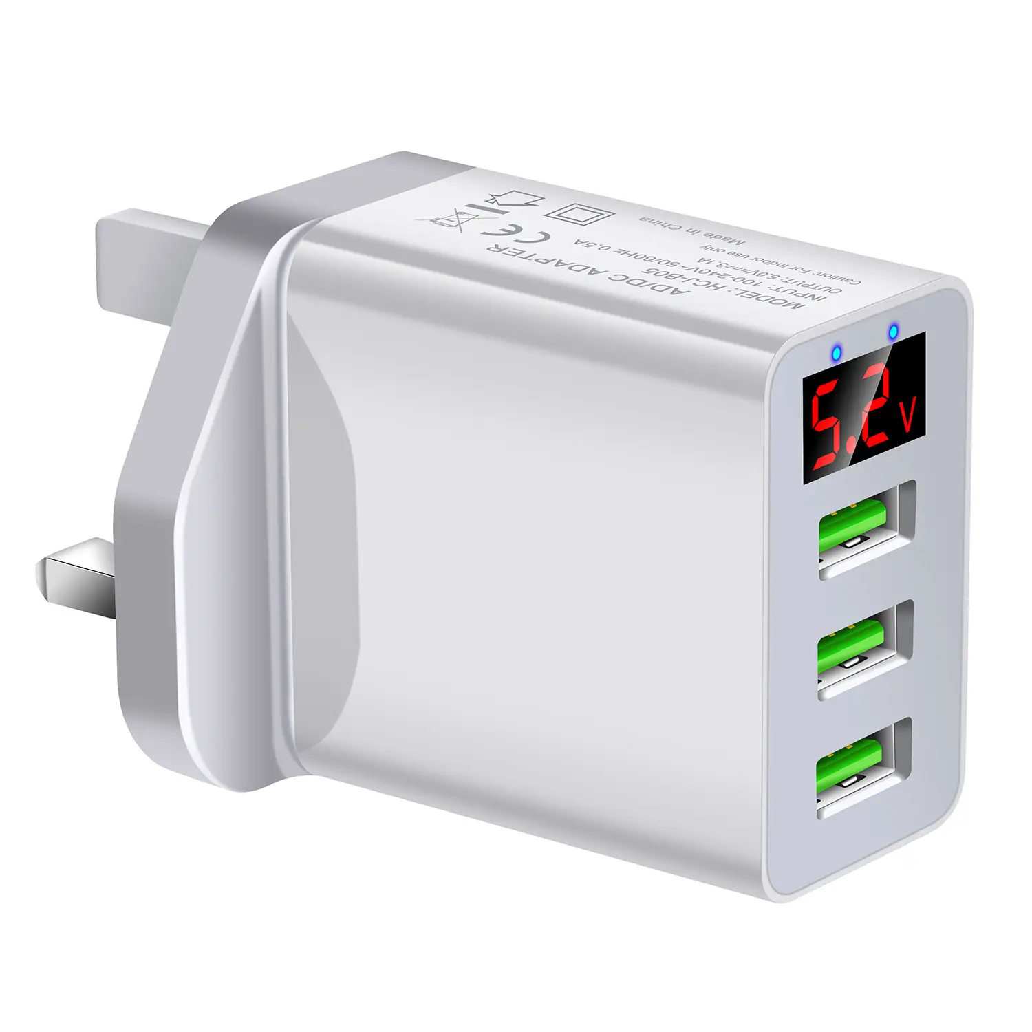 Digital Display 3 USB Charger with LED Status Light