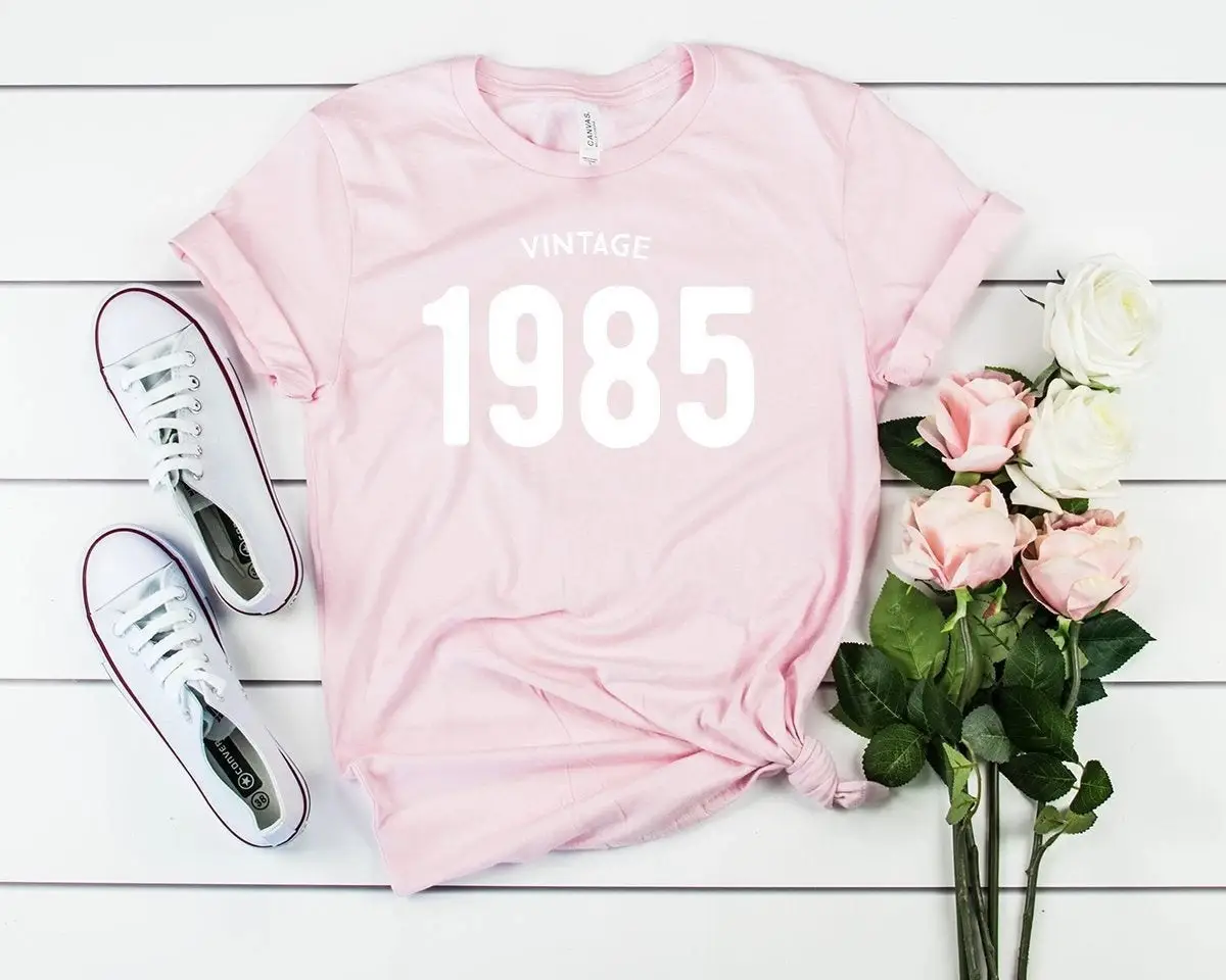 Vintage 1985 Men Women T-Shirt Europe USA Street Short Sleeve - Image 4