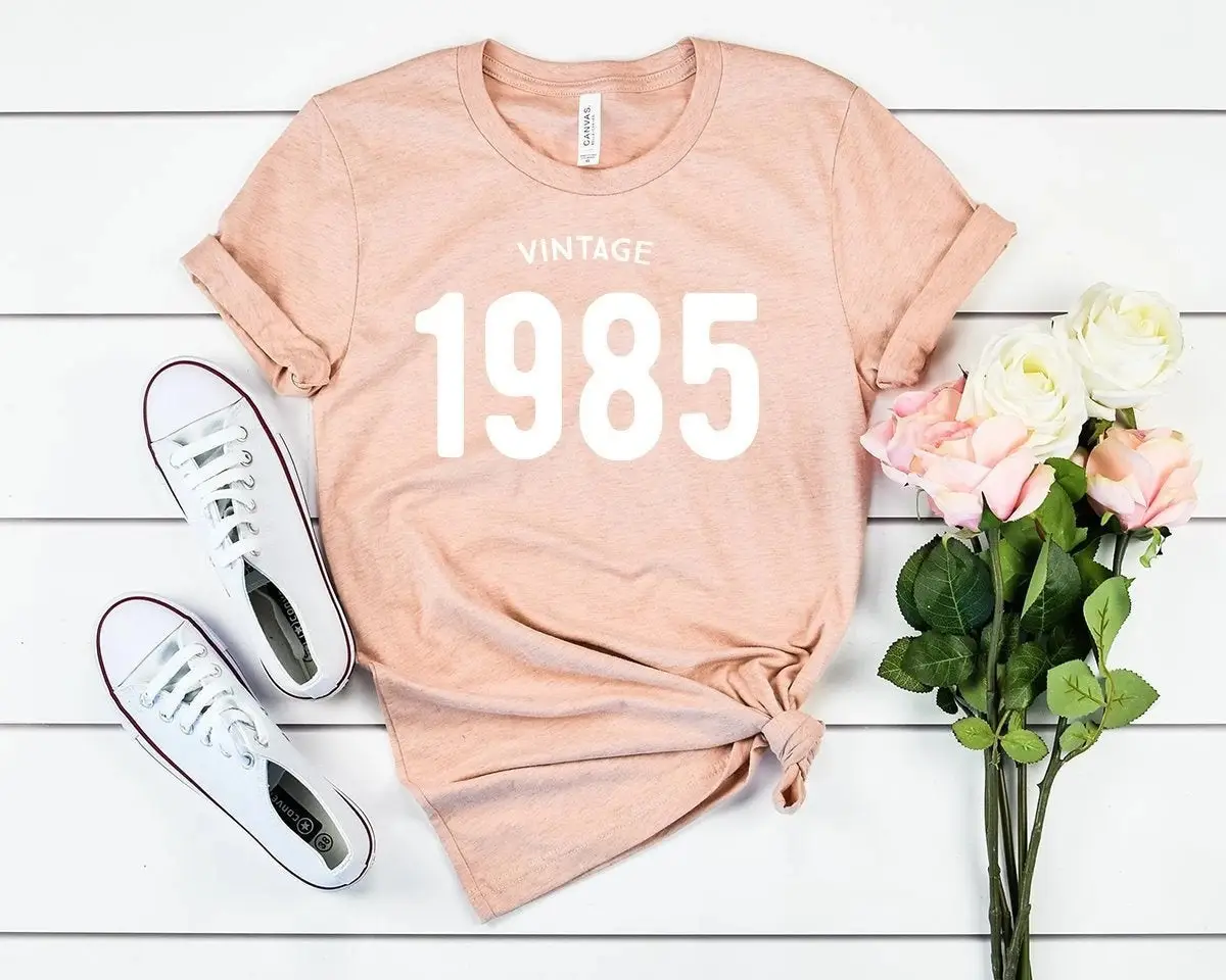 Vintage 1985 Men Women T-Shirt Europe USA Street Short Sleeve - Image 5