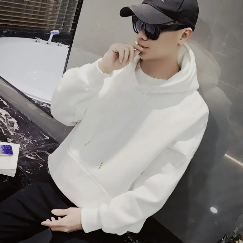 Men White Hooded Sweatshirt Sweatshirt Hooded T-Shirt