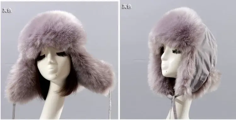 Winter Fur Cap with Ball Ears for Women — feature 13