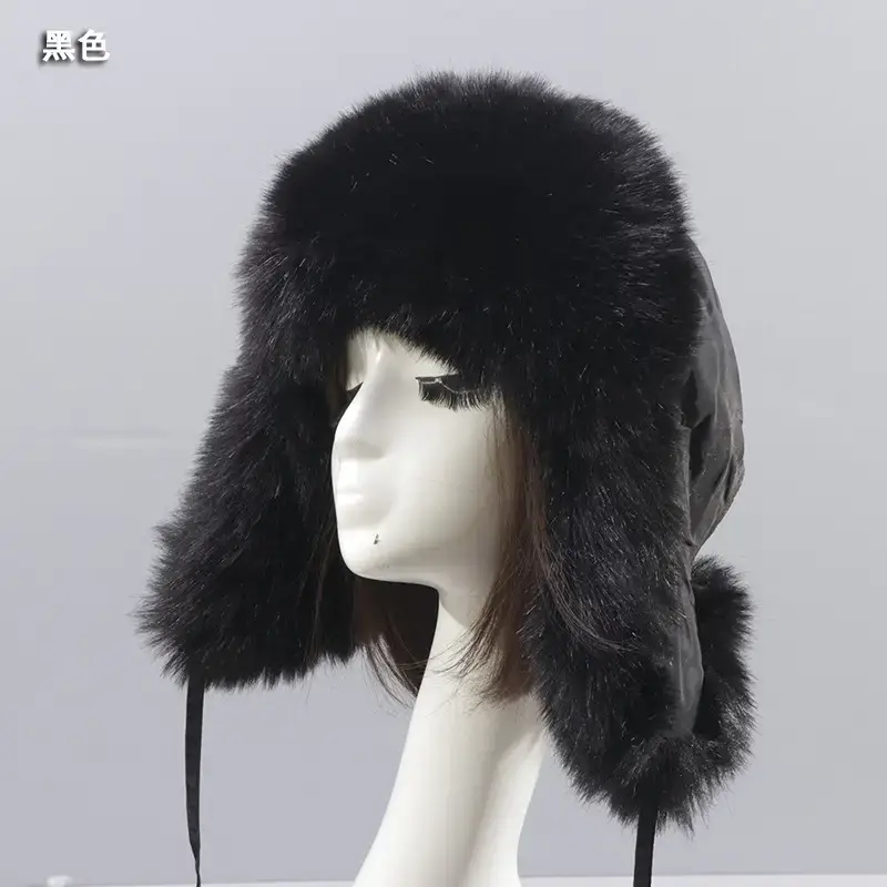 Winter Fur Cap with Ball Ears for Women - Image 3