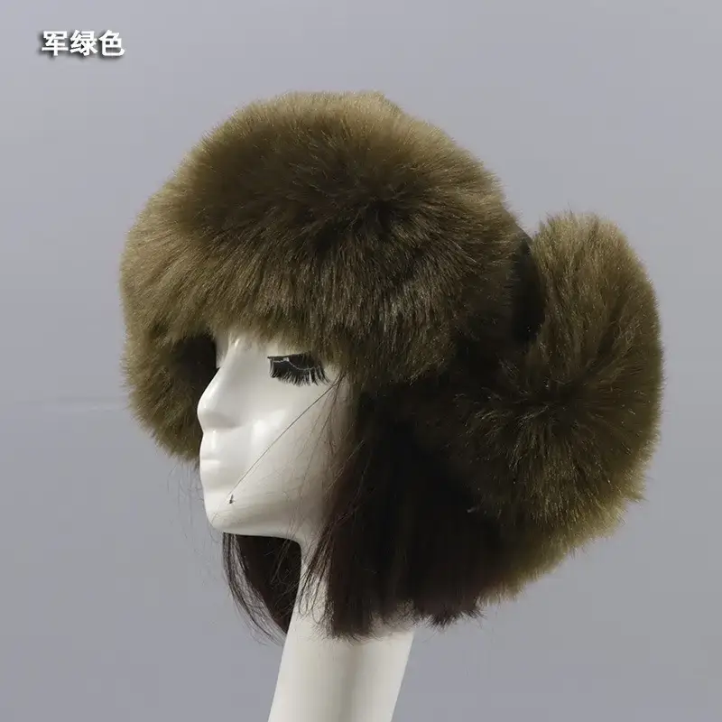 Winter Fur Cap with Ball Ears for Women - Image 4