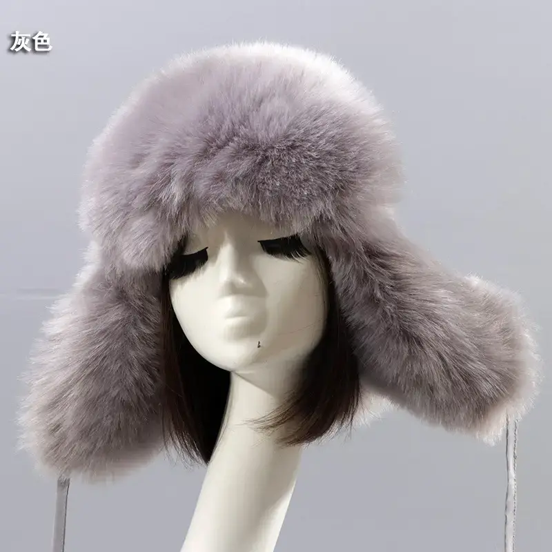 Winter Fur Cap with Ball Ears for Women - Image 5