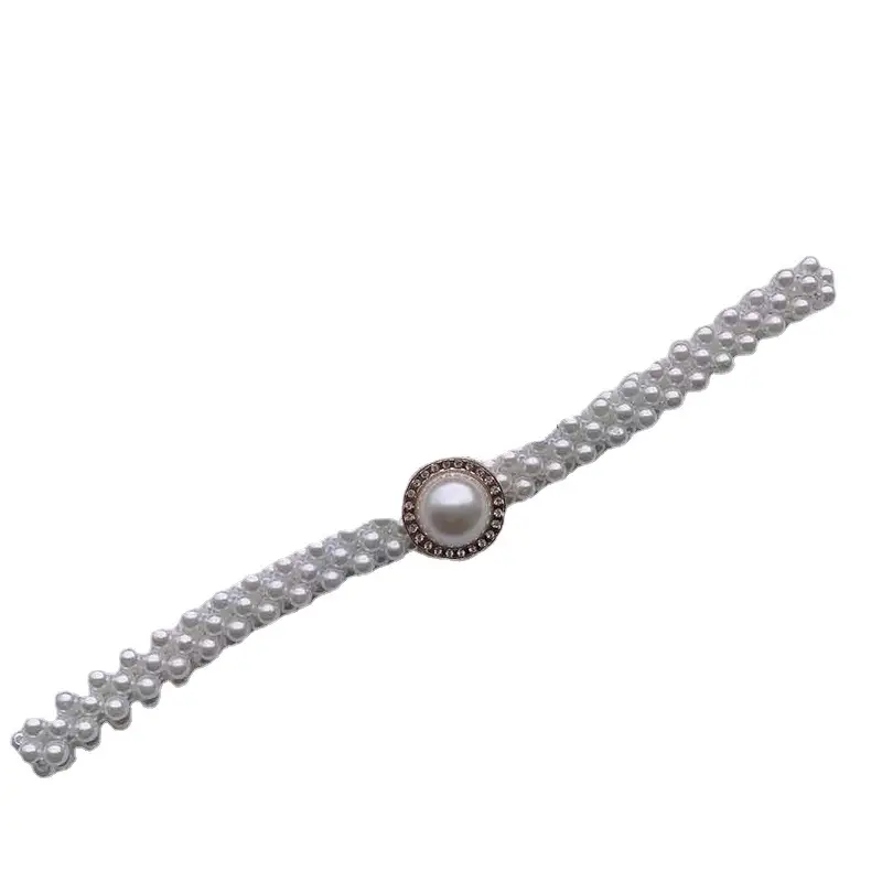 White Pearl Belt with Rhinestone Centerpiece for Women - Image 17