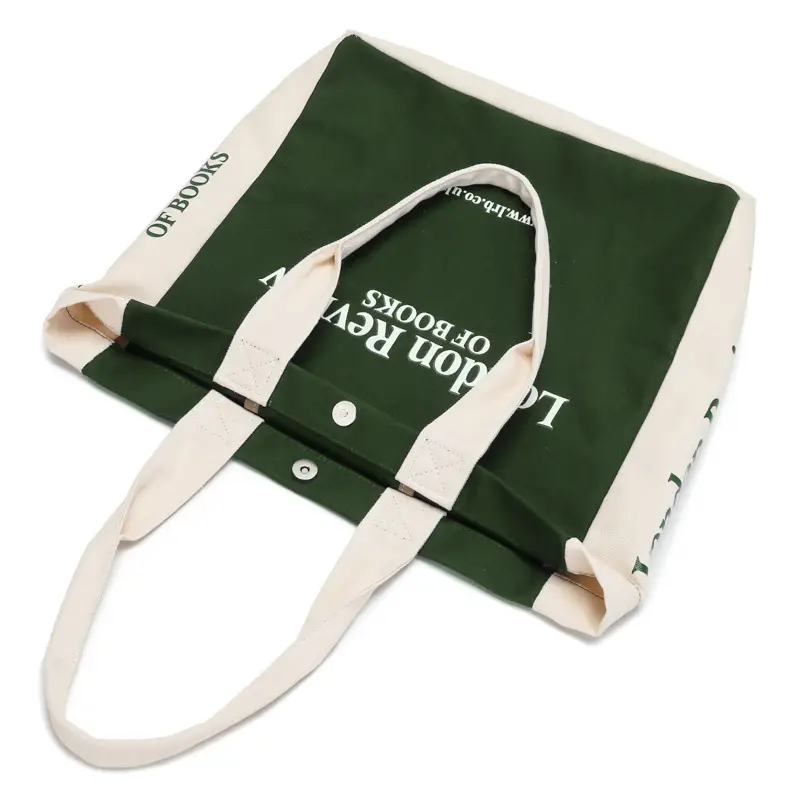 London Review Books Canvas Shoulder Bag Navy White - Image 2