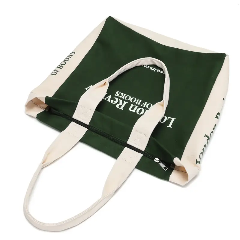 London Review Books Canvas Shoulder Bag Navy White - Image 5