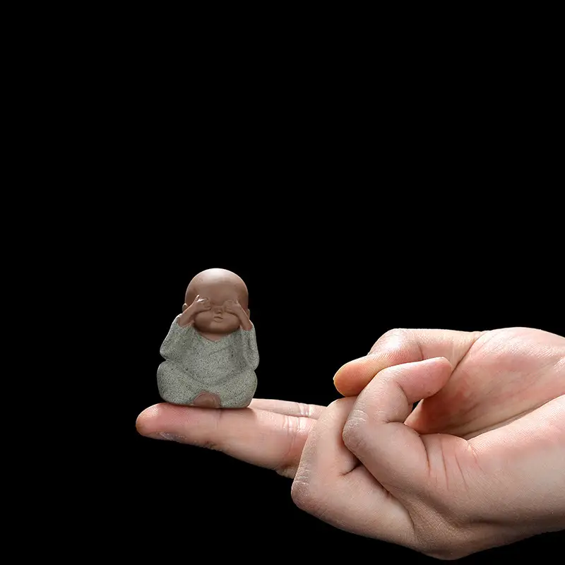 Mini Tea Pet Ornament Zen Purple Sand Pocket Three Four Little Monks - Image 2