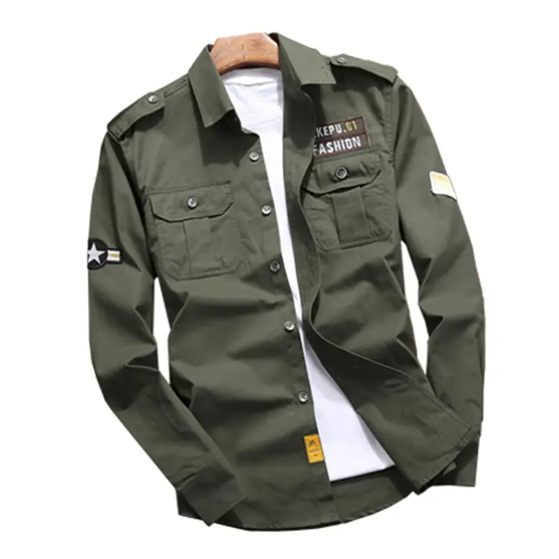 Men Navy Slim Fit Long Sleeve Shirt Jacket with Embroidered Details - Image 8