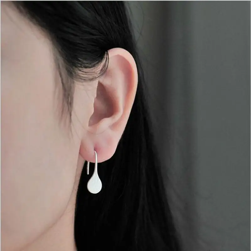 Korean Style Geometric Drop Earrings Silver - Image 4