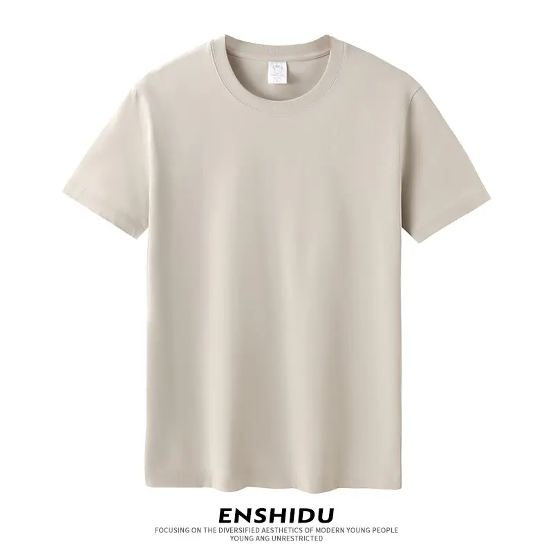 230g Cotton Men's White T-Shirt Round Neck Short Sleeve - Image 3