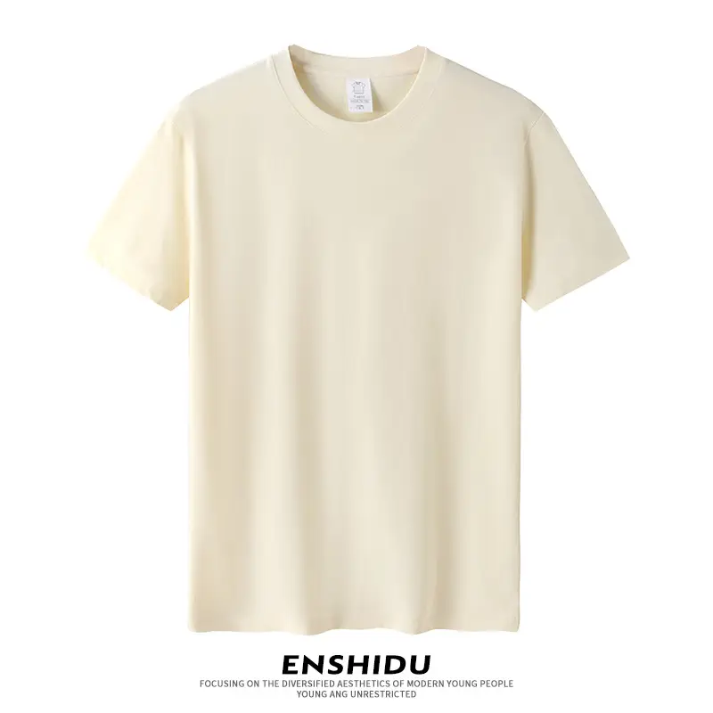230g Cotton Men's White T-Shirt Round Neck Short Sleeve - Image 4