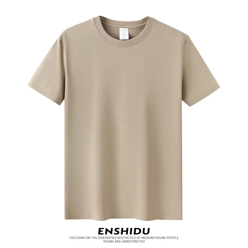 230g Cotton Men's White T-Shirt Round Neck Short Sleeve - Image 5