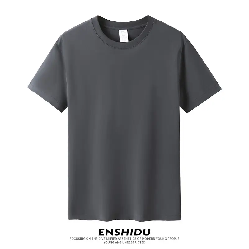 230g Cotton Men's White T-Shirt Round Neck Short Sleeve - Image 8