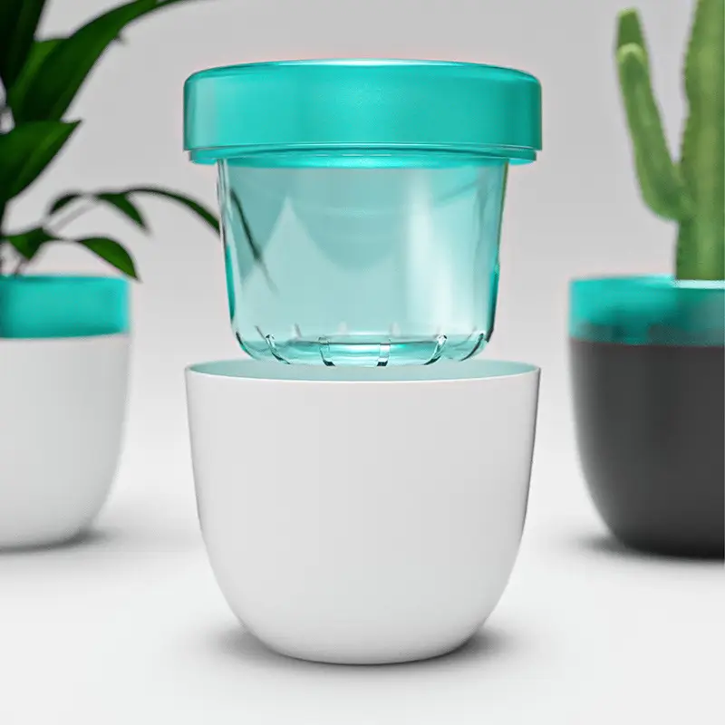 Automatic Water-Absorbing and Water-Storing Flower Pot, Plastic Material, Self-Watering for Succulent Plants, Nordic Style Desktop Model