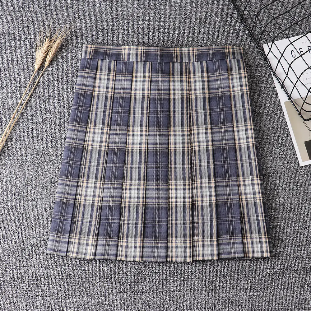 Japanese College Plaid Tie Necktie Blue White - Image 8