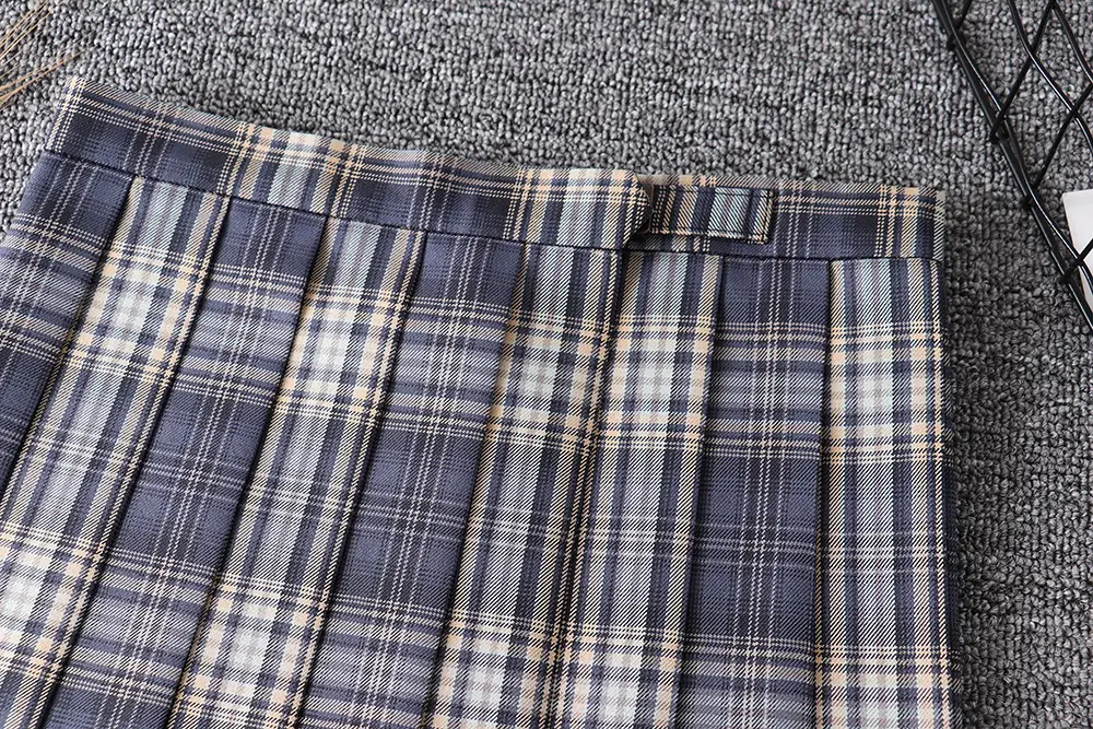 Japanese College Plaid Tie Necktie Blue White - Image 9
