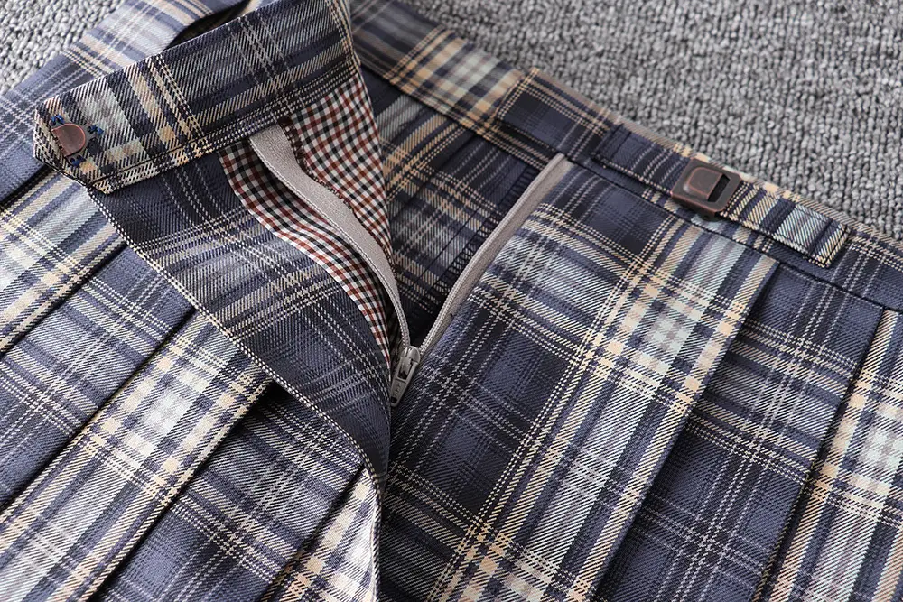Japanese College Plaid Tie Necktie Blue White - Image 10