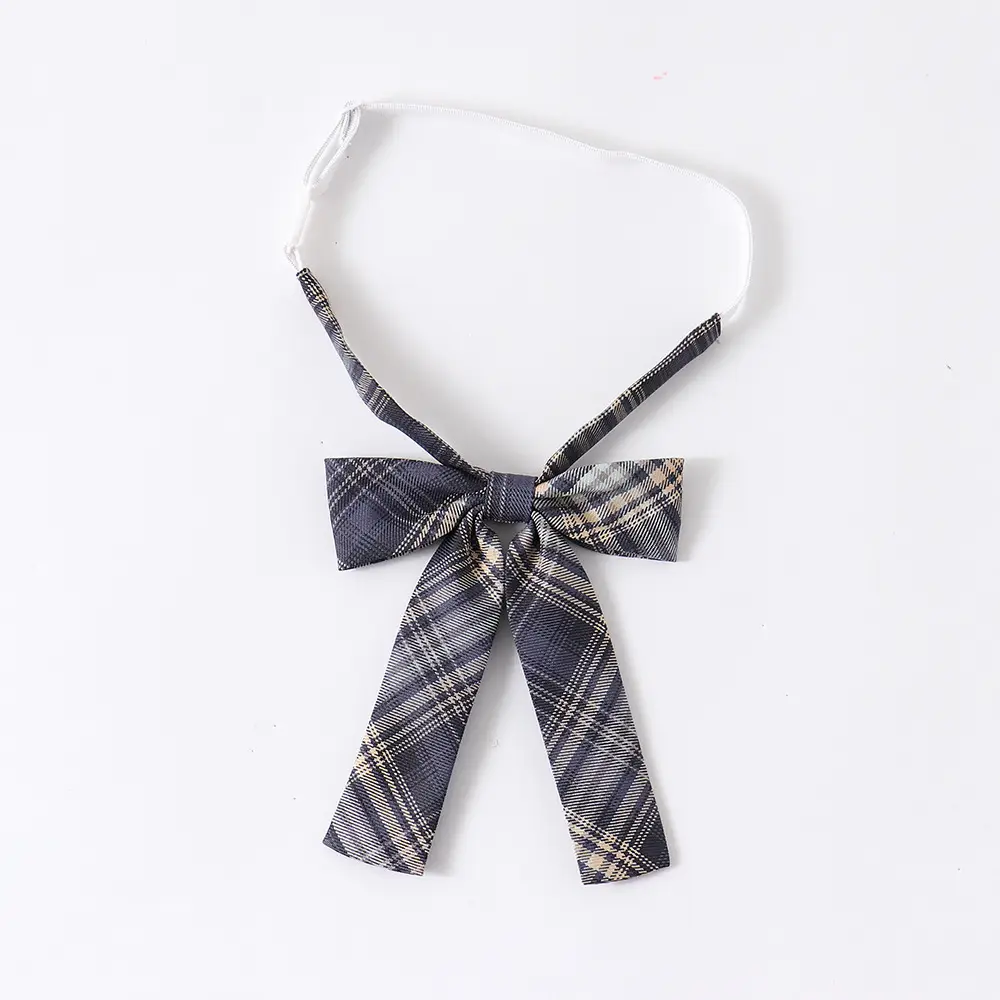 Japanese College Plaid Tie Necktie Blue White - Image 5