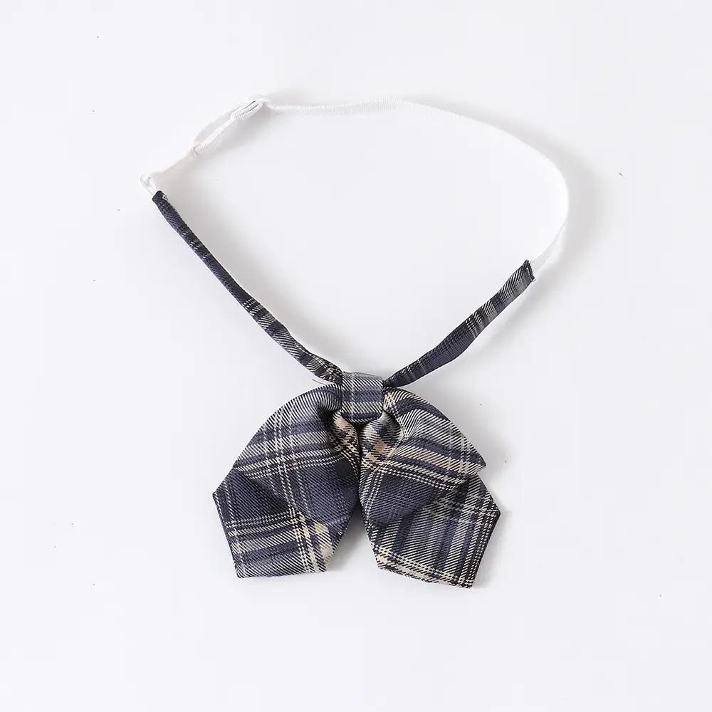 Japanese College Plaid Tie Necktie Blue White - Image 6