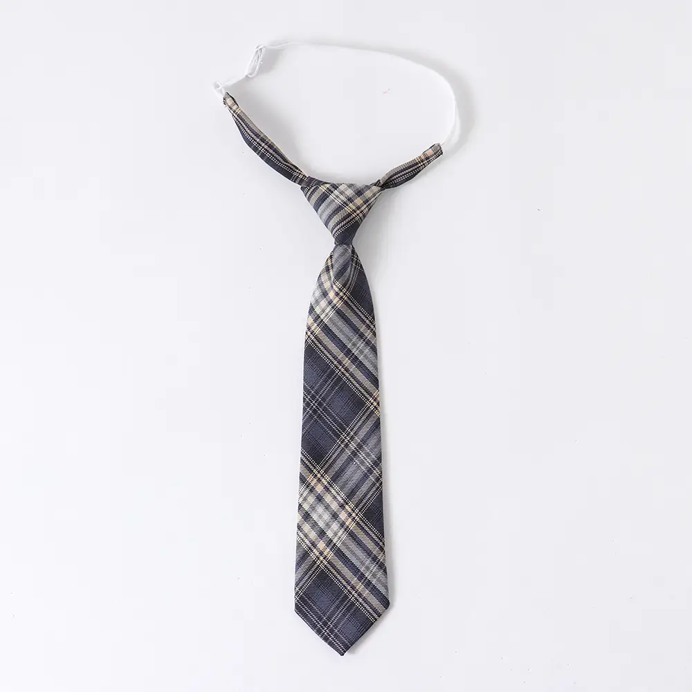 Japanese College Plaid Tie Necktie Blue White - Image 3
