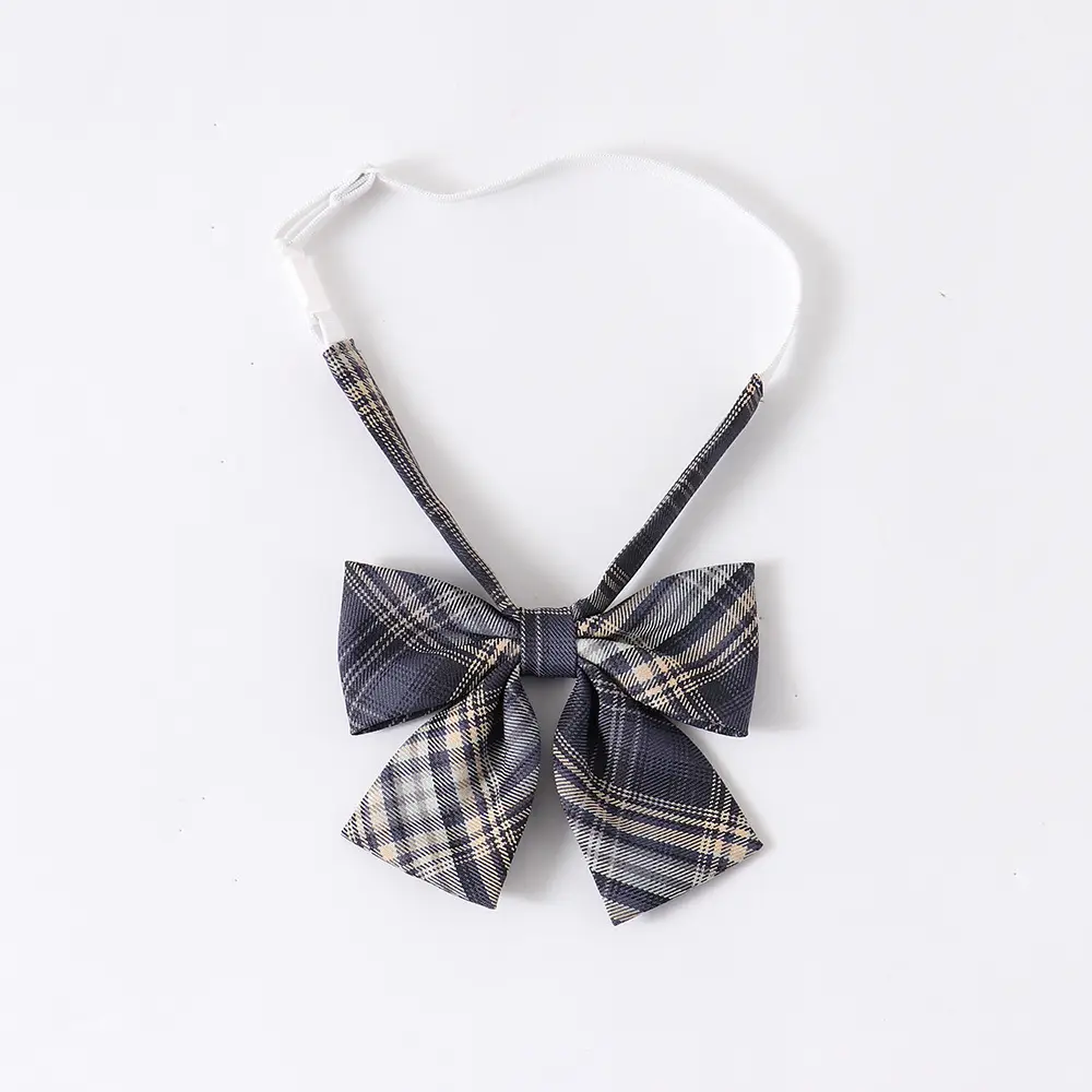 Japanese College Plaid Tie Necktie Blue White - Image 4