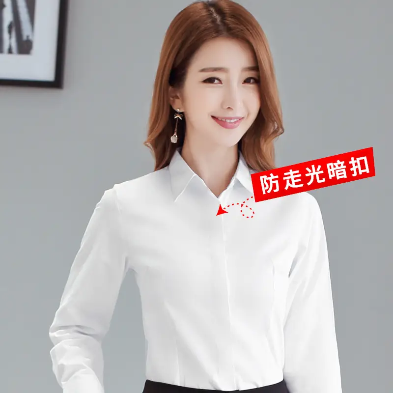 Women's Pointed Collar Short Sleeve White Shirt Spring Summer Business Wear - Image 4