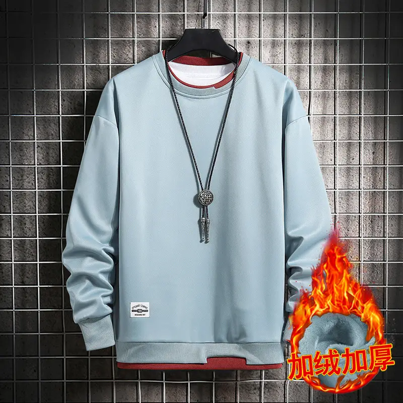 Men's Velvet Sweatshirt Long Sleeve Casual Top - Image 12