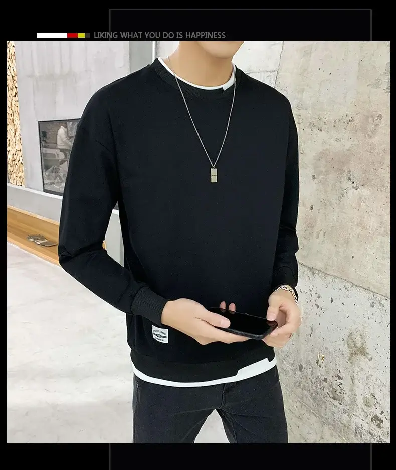Men's Velvet Sweatshirt Long Sleeve Casual Top — feature 11