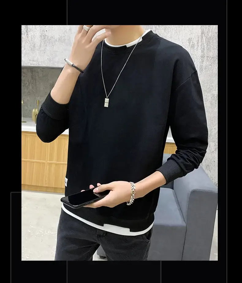 Men's Velvet Sweatshirt Long Sleeve Casual Top — feature 12